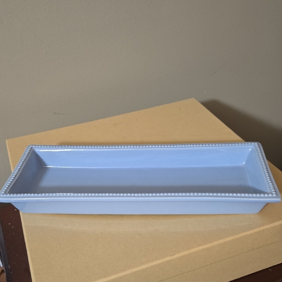 Martha Stewart Light Blue Beaded Tray 12 X 4.5 X 1.5 Inches - Picture 1 of 6